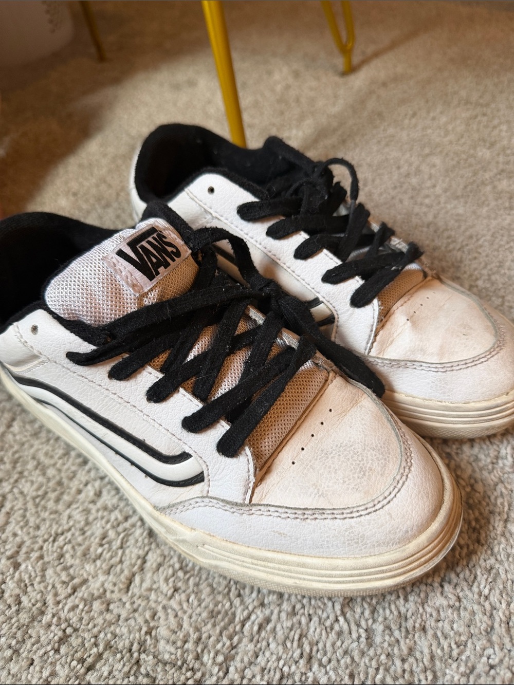 Vans Kids White and Black Low-Top Skate Sneakers